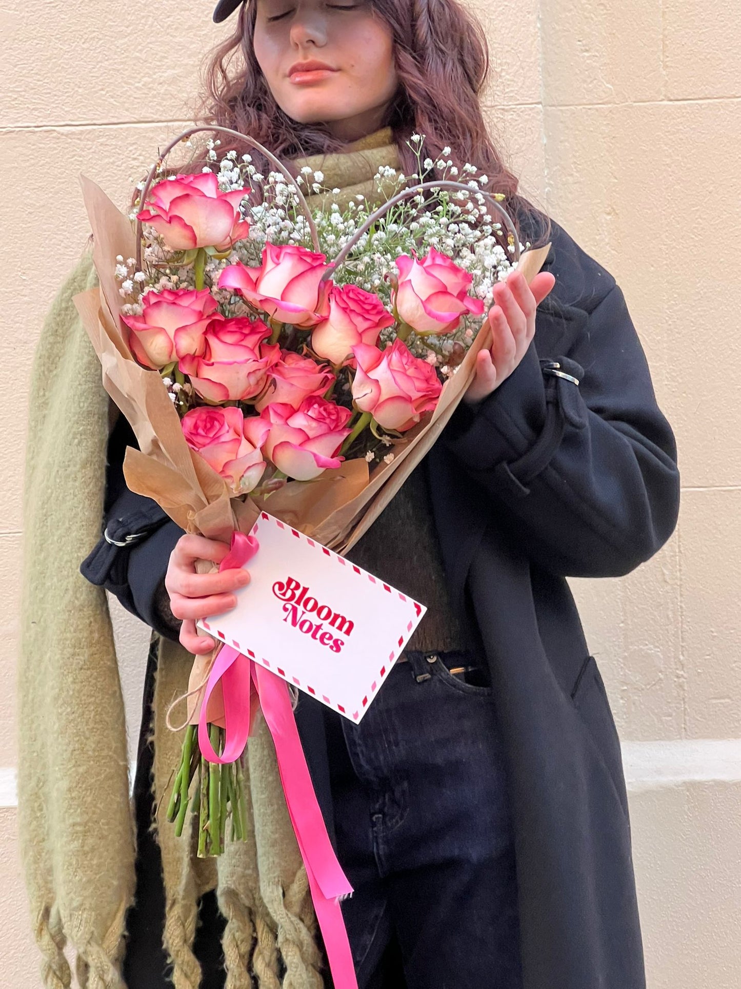 Pink Roses Heart Bouquet - Bloom Notes